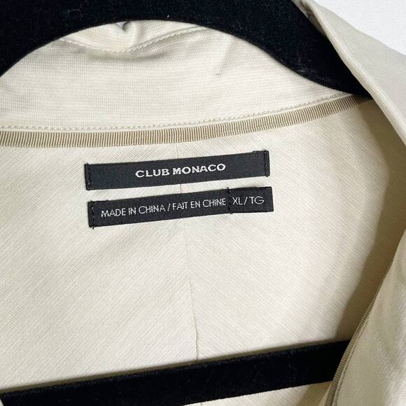 Club Monaco Mens XLarge XL Cream Short Sleeve Button Front Shirt Cotton Collared - Picture 6 of 8